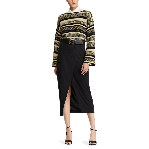 Black Jersey Cargo Wrap Skirt Polo Ralph Lauren 4