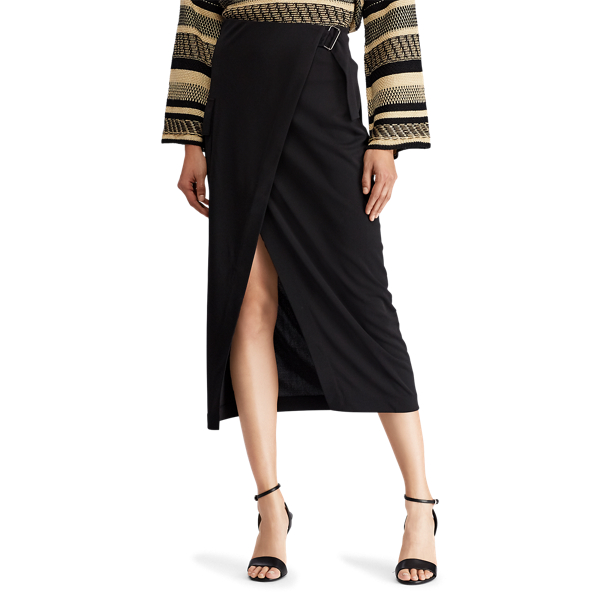 Black Jersey Cargo Wrap Skirt Polo Ralph Lauren 5