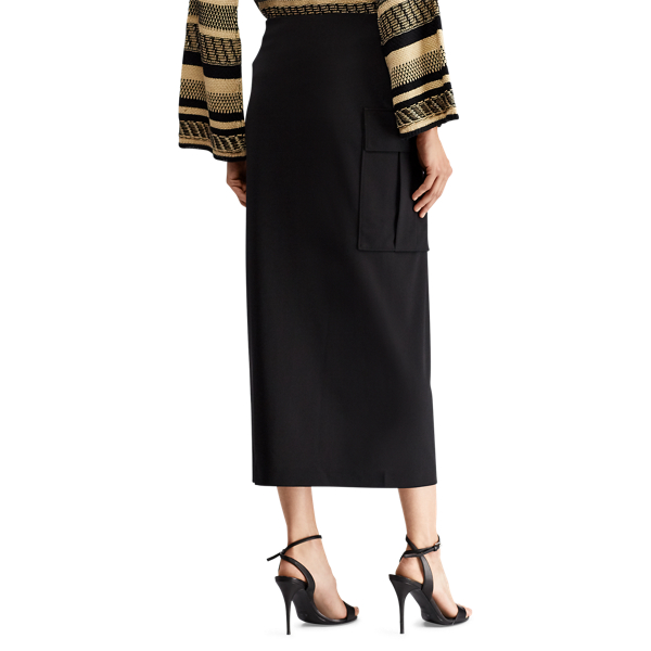 Black Jersey Cargo Wrap Skirt Polo Ralph Lauren 6