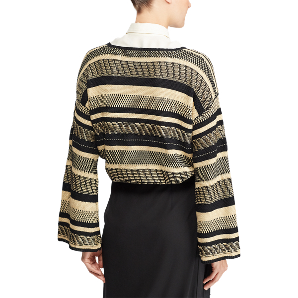 Tan/Black Linen Bell-Sleeve Sweater Polo Ralph Lauren 5