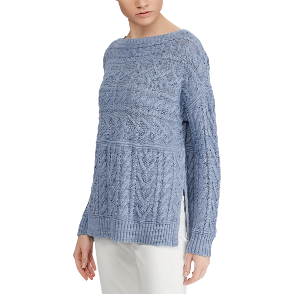 Zopfmusterpullover mit Baumwolle Polo Ralph Lauren in Chambray 4