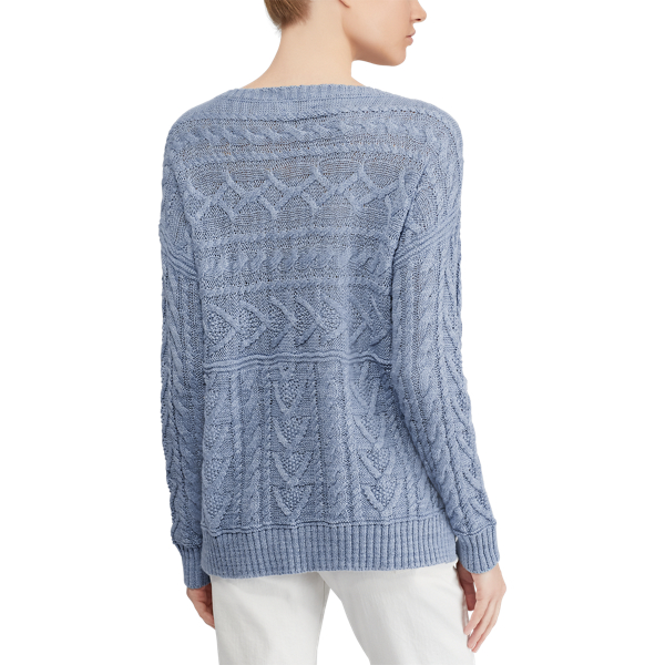 Zopfmusterpullover mit Baumwolle Polo Ralph Lauren in Chambray 5