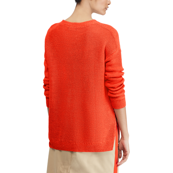 Tomato Linen Crewneck Sweater Polo Ralph Lauren 6