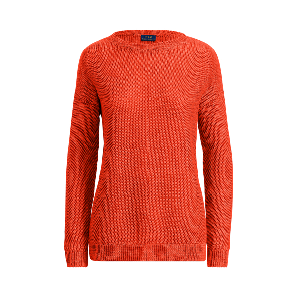 Tomato Linen Crewneck Sweater Polo Ralph Lauren 2