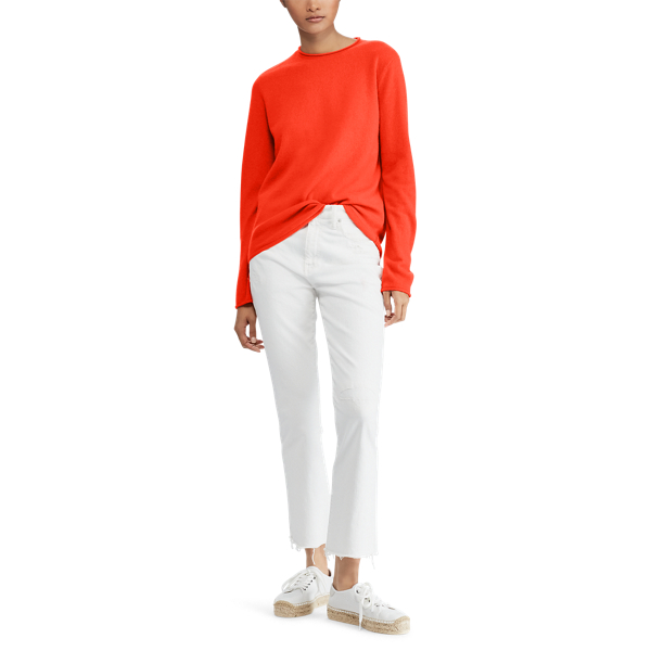 Pull en cachemire col roulott&eacute; Polo Ralph Lauren en Tomate 4