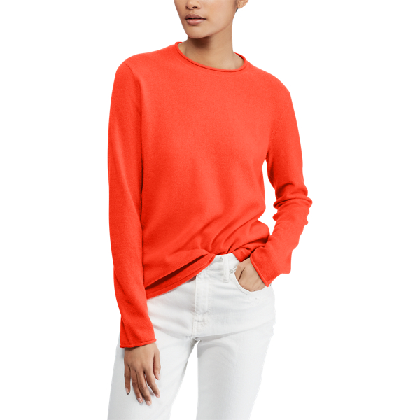 Pull en cachemire col roulott&eacute; Polo Ralph Lauren en Tomate 5