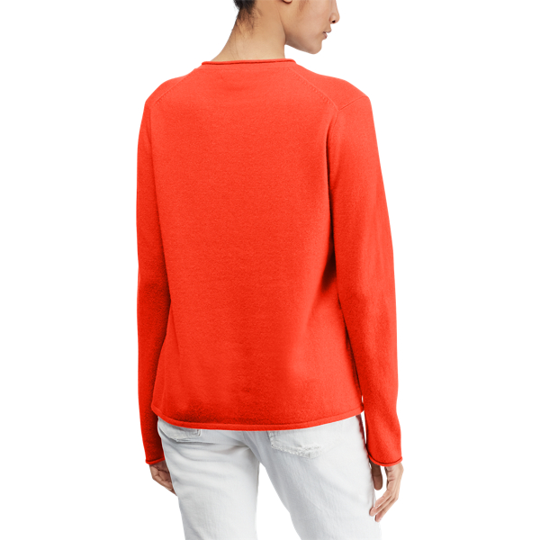 Pull en cachemire col roulott&eacute; Polo Ralph Lauren en Tomate 6