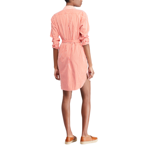 Robe-chemise en coton ray&eacute; Polo Ralph Lauren en Rayures tomate et blanc 5