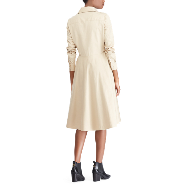 Coastal Beige Lace-Up Cotton Poplin Dress Polo Ralph Lauren 4