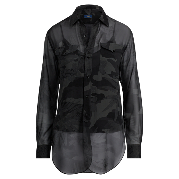Camo Silk Georgette Shirt Polo Ralph Lauren 1