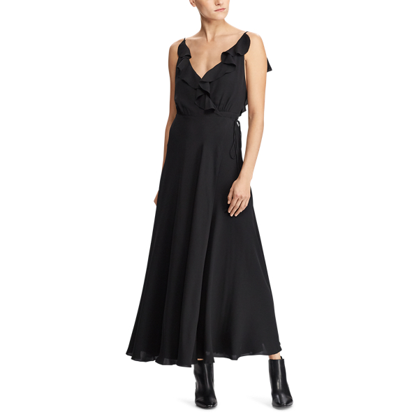 Black Ruffled Silk Maxidress Polo Ralph Lauren 3
