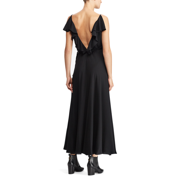 Black Ruffled Silk Maxidress Polo Ralph Lauren 5