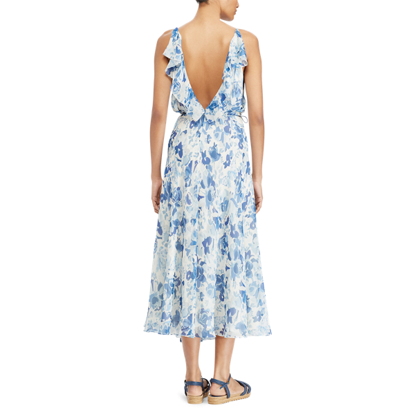 Gebl&uuml;mtes Wickelkleid aus Seide Polo Ralph Lauren in Blumenmuster Aquarell 4