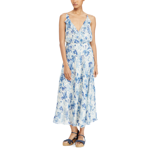 Gebl&uuml;mtes Wickelkleid aus Seide Polo Ralph Lauren in Blumenmuster Aquarell 5