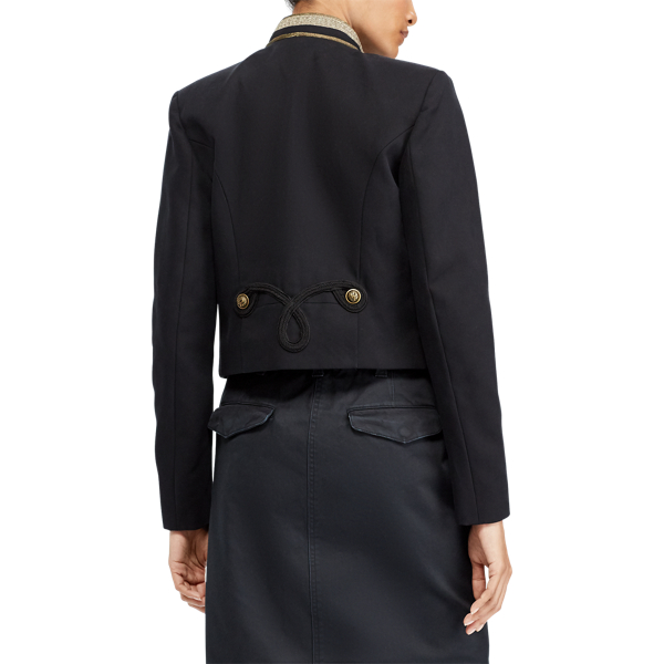 Black Cotton Twill Officer's Jacket Polo Ralph Lauren 4