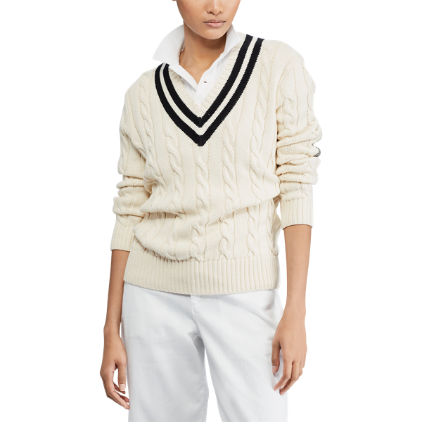 Pull de cricket en coton Polo Ralph Lauren en Cr&egrave;me et noir 4