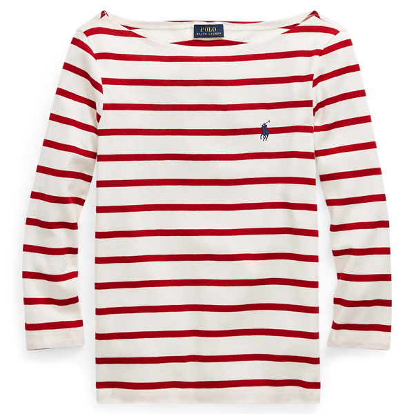 Stripe Cotton Boatneck T-Shirt Polo Ralph Lauren em 1