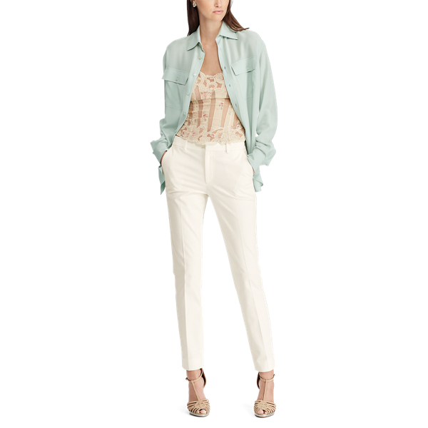 Pantalon Heidi en coton stretch Ralph Lauren Collection en Cr&egrave;me 2