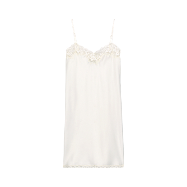 Lace-Trim Satin Chemise Lauren 1