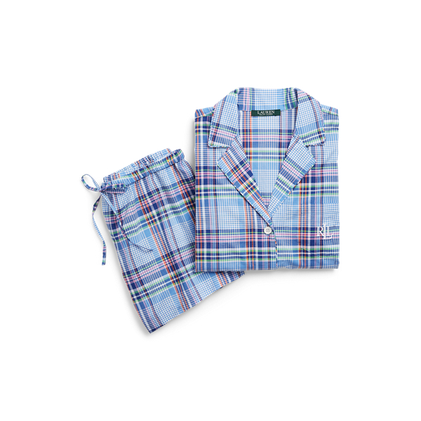 Plaid Lawn Sleep Short Set Lauren em 1