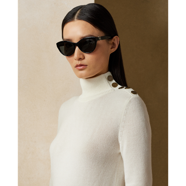 Lux Cream Buttoned Cashmere Turtleneck Ralph Lauren Collection 6