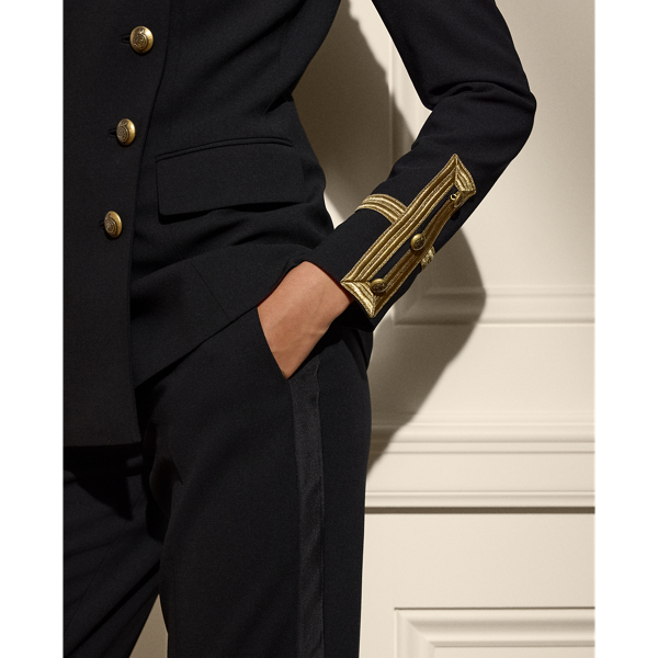 Black Double-Breasted Wool Crepe Jacket Ralph Lauren Collection 6