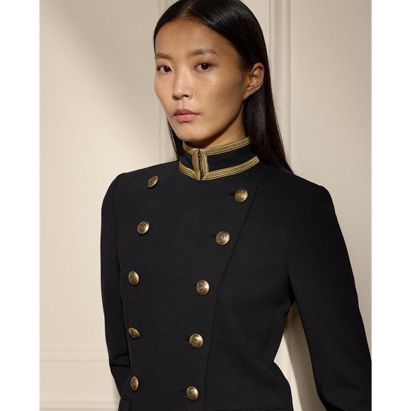Black Double-Breasted Wool Crepe Jacket Ralph Lauren Collection 7