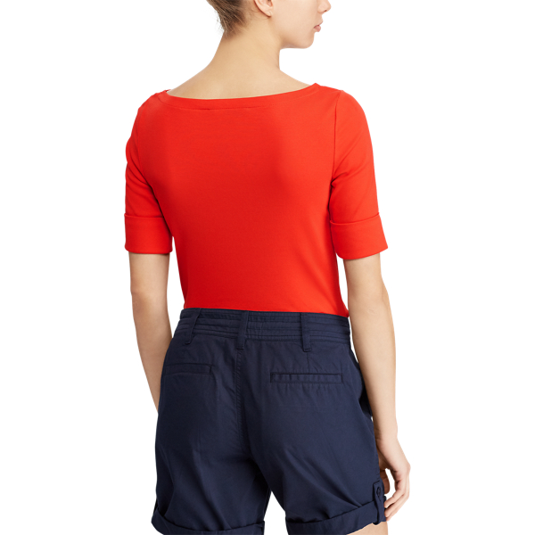 T-Shirt mit U-Boot-Ausschnitt Lauren in Tomatenrot 4