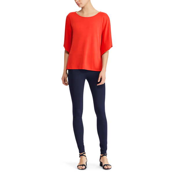 Tomato Red Jersey Dolman-Sleeve Top Lauren 2