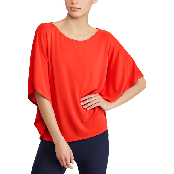 Tomato Red Jersey Dolman-Sleeve Top Lauren 3