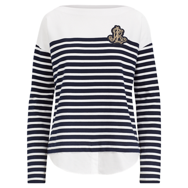 Striped Layered Cotton Sweater Lauren 1