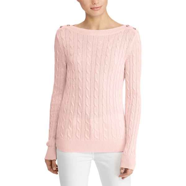 English Rose Button-Shoulder Cable Sweater Lauren 3