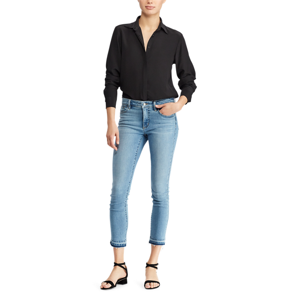 Polo Black Silk Crepe Button-Down Shirt Lauren 2