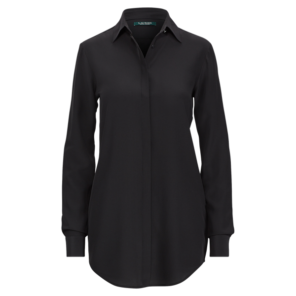 Silk Crepe Button-Down Shirt Lauren em 1