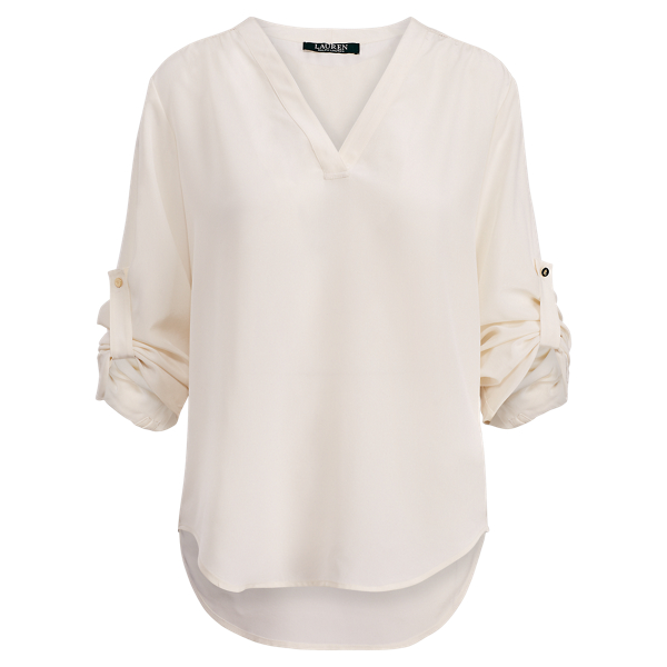 Silk Crepe V-Neck Blouse