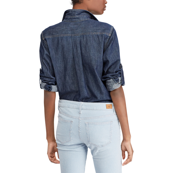 Sapphire Wash Denim Button-Down Shirt Lauren 4