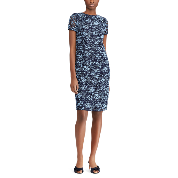 Blue/Navy Lace Short-Sleeve Dress Lauren 3