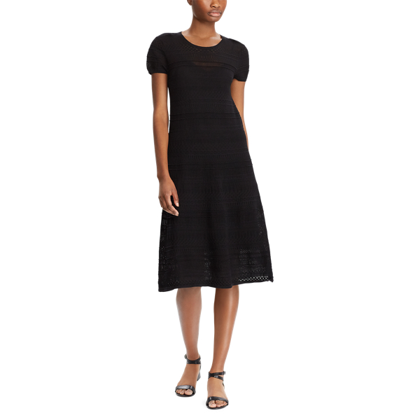 Polo Black Pointelle-Knit Cotton Dress Lauren 3