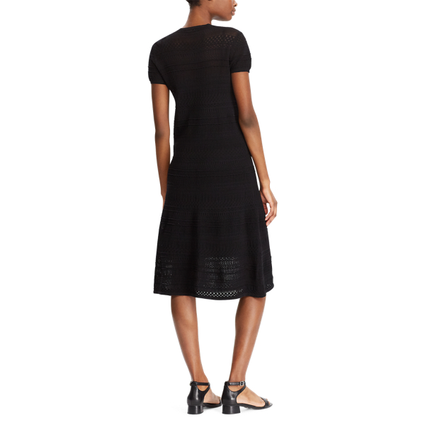 Polo Black Pointelle-Knit Cotton Dress Lauren 4