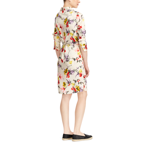 Robe utilitaire en serg&eacute; fleuri Lauren en Multi 4