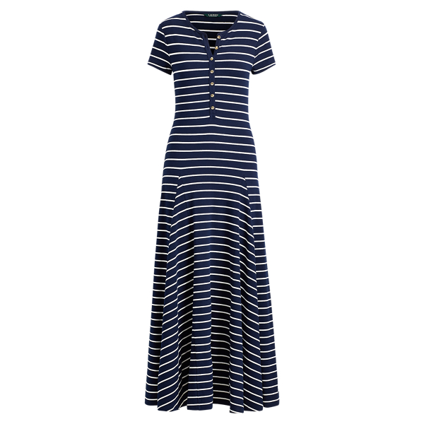 Striped Cotton-Blend Maxidress