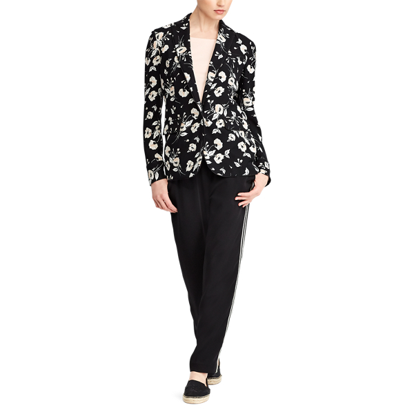 Black/Peach Floral Crepe Jacket Lauren 2