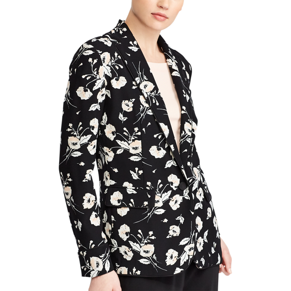 Black/Peach Floral Crepe Jacket Lauren 3