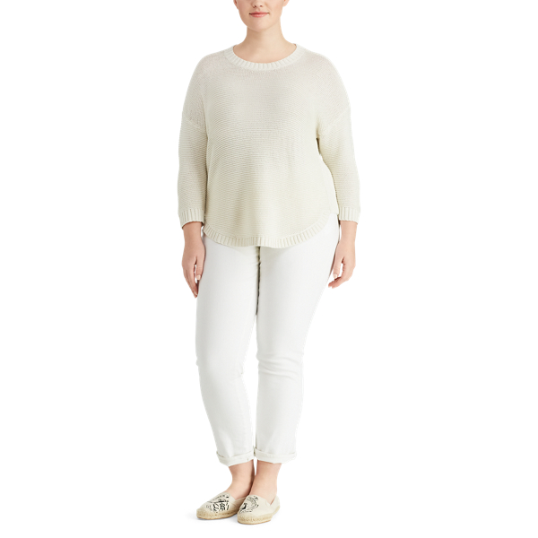 Mascarpone Cream Ribbed Crewneck Sweater Lauren Woman 2