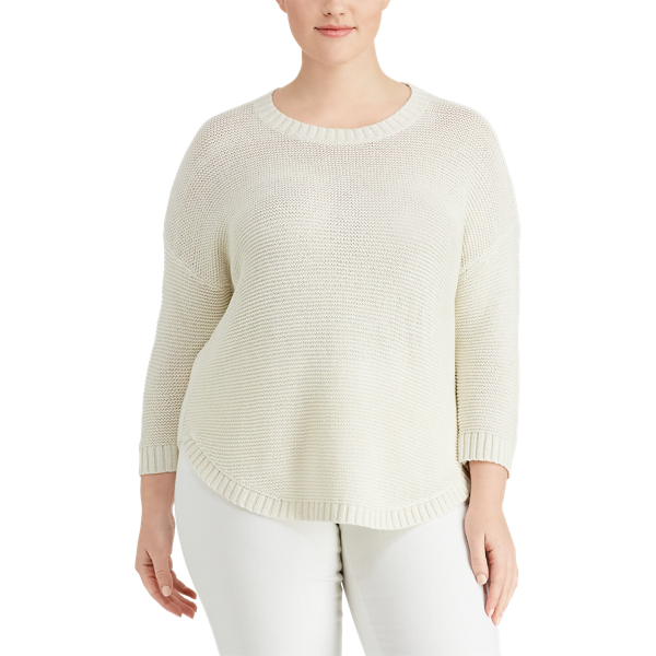Mascarpone Cream Ribbed Crewneck Sweater Lauren Woman 3