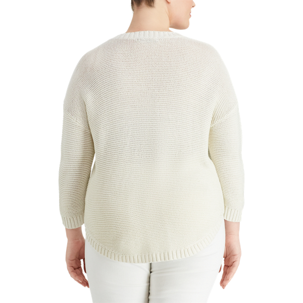 Mascarpone Cream Ribbed Crewneck Sweater Lauren Woman 4