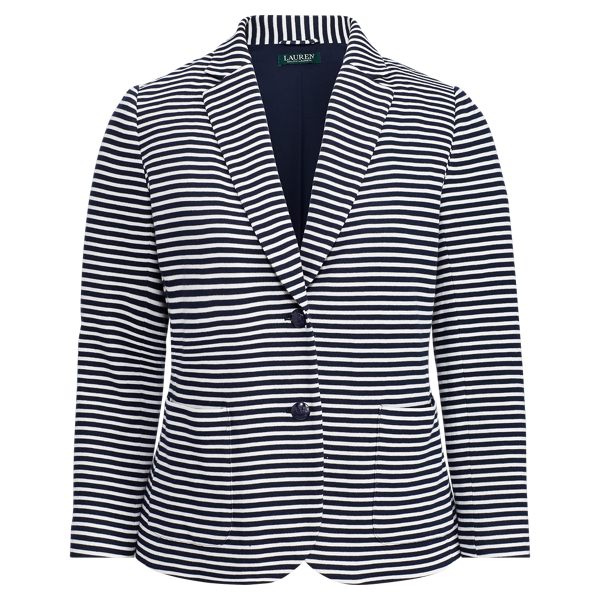 Striped Knit Cotton Jacket Lauren Woman 1
