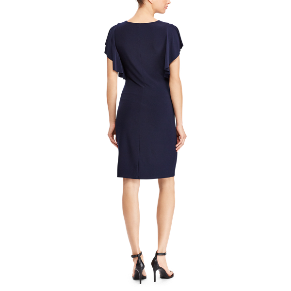 Lighthouse Nvy Jersey Flutter-Sleeve Dress Lauren 3