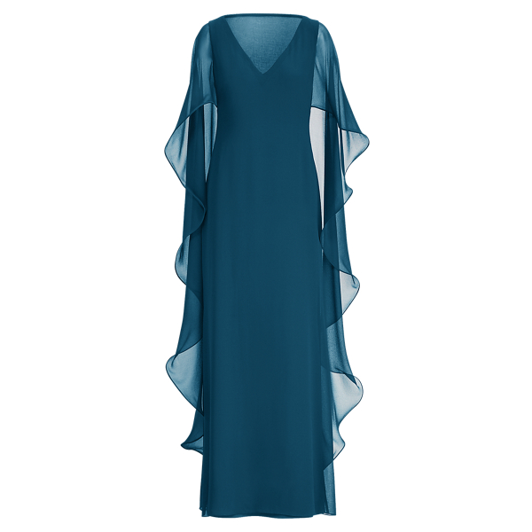 送料関税無料【POLO RALPH LAUREN】GEORGETTEエレガントドレス Ruffled Georgette Cape Gown