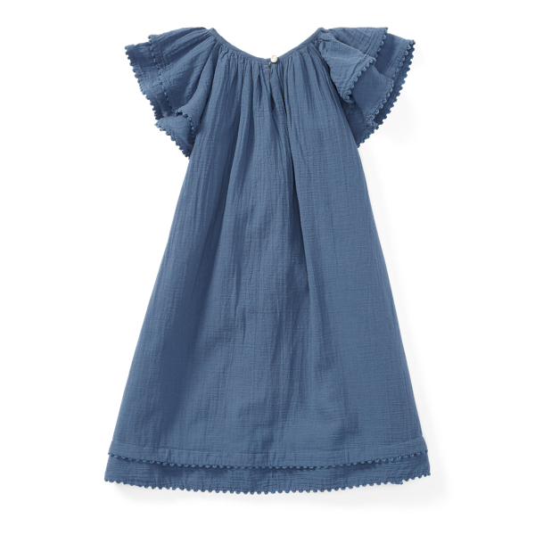 Capri Blue Cotton Flutter-Sleeve Dress Girls 2-6x 2